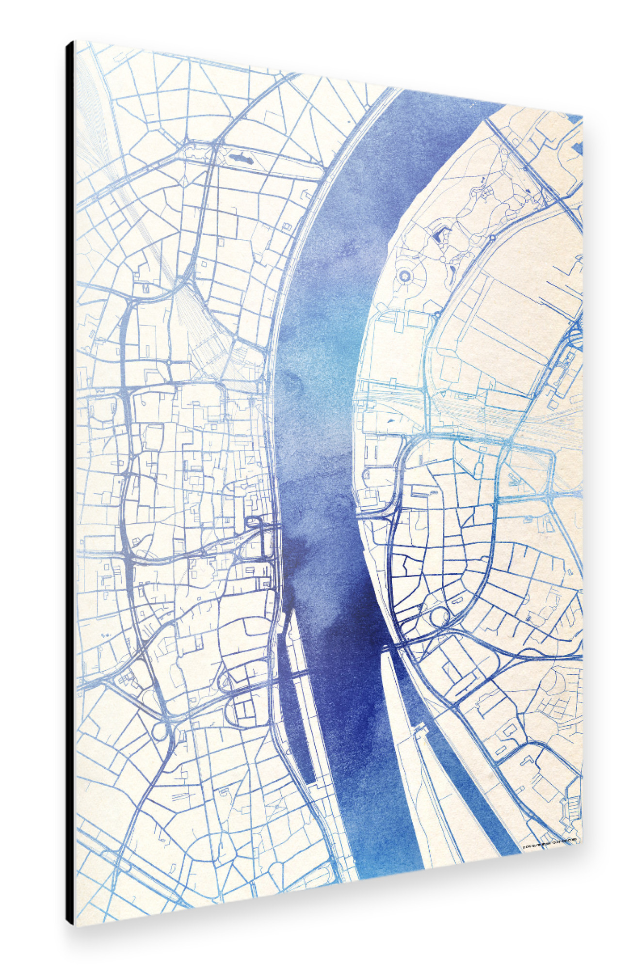 Alu-Dibond "Köln Deutschland Blue Infusion Map I" 30x20 cm artboxONE