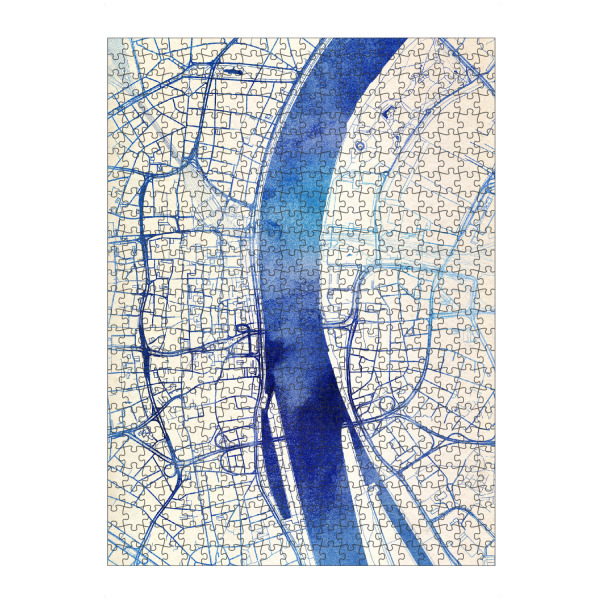 artboxONE Puzzle "Köln Deutschland Blue Infusion Map I" artboxONE - Städte,Reise,Kartografie - Städte,Stadtkarte,Wasserfarbe,Rosequartz