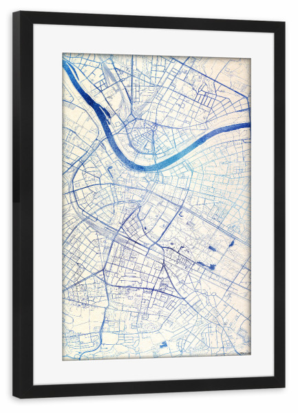 Poster mit Rahmen schwarz "Dresden Deutschland Blue Infusion Map I" artboxONE - Städte,Reise,Kartografie - Städte,Stadtkarte,Wasserfarbe,Rosequartz