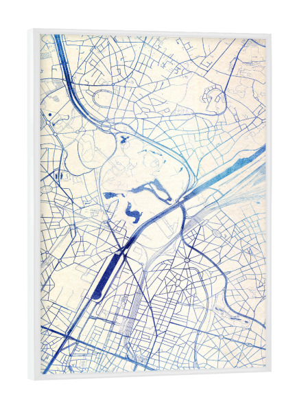 Poster mit weißem Rahmen "Brüssel Belgien Blue Infusion Map I" artboxONE - Städte,Reise,Kartografie - Städte,Stadtkarte,Wasserfarbe,Rosequartz
