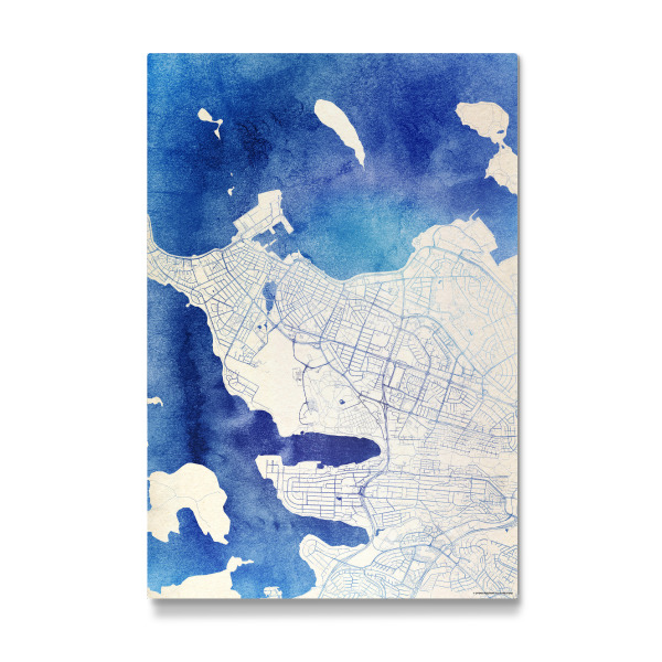 Galerie-Print "Reykjavík Island Blue Infusion Map II" 30x20 cm artboxONE