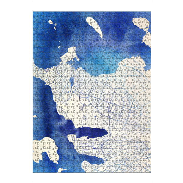 artboxONE Puzzle "Reykjavík Island Blue Infusion Map II" artboxONE - Städte,Reise,Kartografie - Städte,Stadtkarte,Wasserfarbe,Rosequartz
