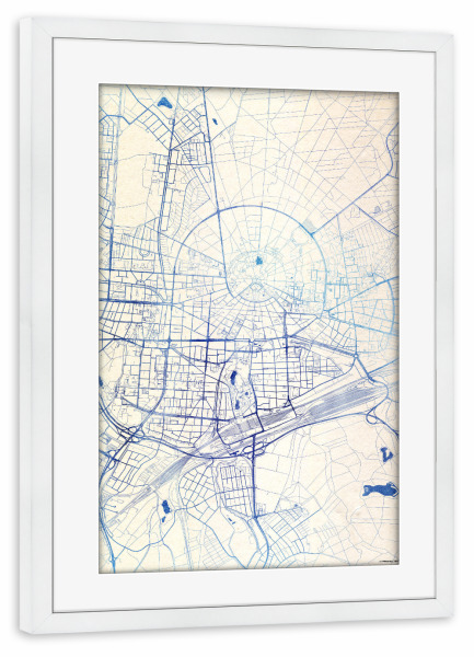 Poster mit Rahmen weiß "Karlsruhe Deutschland Blue Infusion Map I" artboxONE - Städte,Reise,Kartografie - Städte,Stadtkarte,Wasserfarbe,Rosequartz