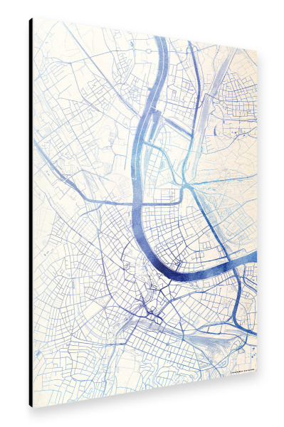 Alu-Dibond "Basel Schweiz Blue Infusion Map I" 30x20 cm artboxONE