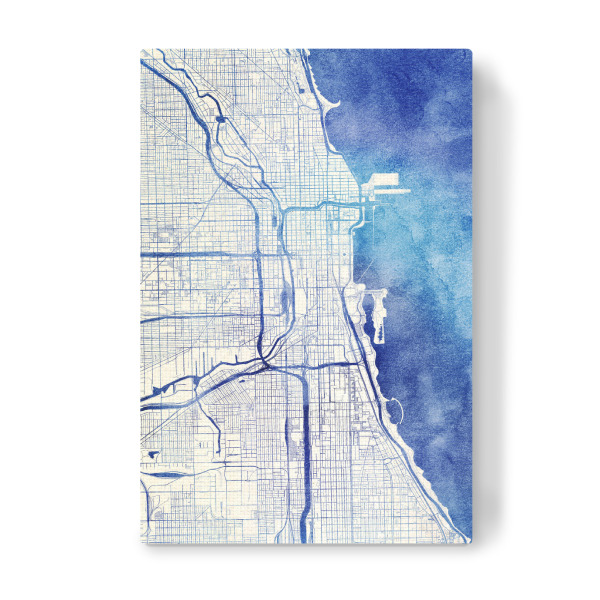 Leinwandbild "Chicago USA Blue Infusion Map II" artboxONE - Städte,Reise,Kartografie - Städte,Stadtkarte,Wasserfarbe,Rosequartz