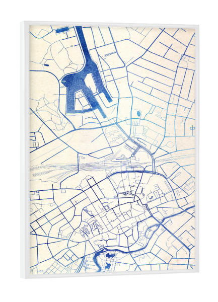Poster mit weißem Rahmen "Odense Dänemark Blue Infusion Map II" artboxONE - Städte,Reise,Kartografie - Städte,Stadtkarte,Wasserfarbe,Rosequartz