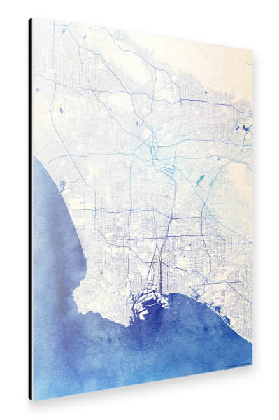 Alu-Dibond "Los-Angeles USA Blue Infusion Map I" 30x20 cm artboxONE