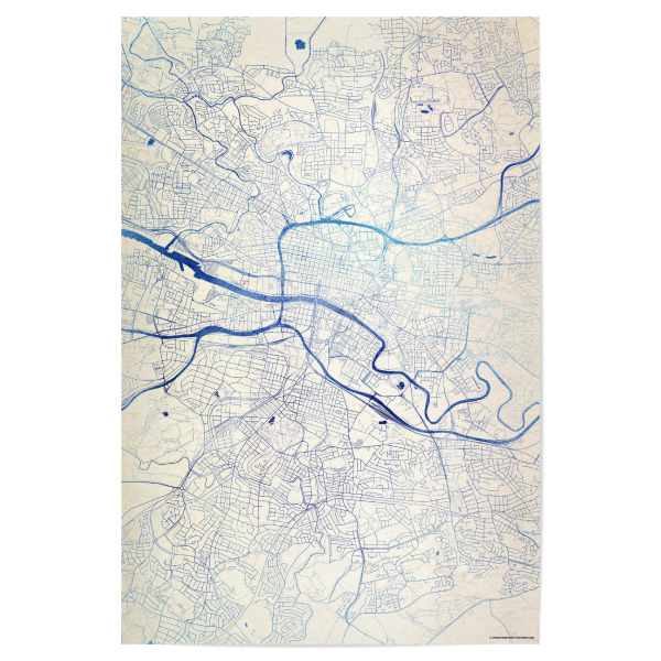 Poster 30x20 cm "Glasgow Schottland Blue Infusion Map I" artboxONE - Städte,Reise,Kartografie - Städte,Stadtkarte,Wasserfarbe,Rosequartz