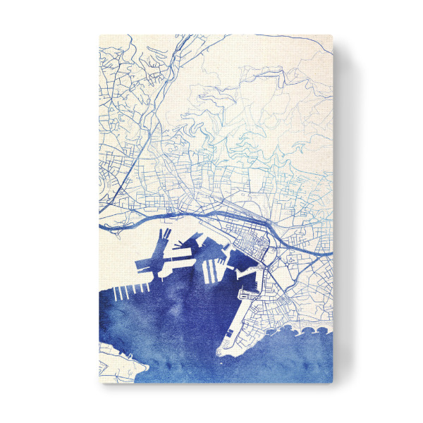 Leinwandbild "Toulon Frankreich Blue Infusion Map I" artboxONE - Städte,Reise,Kartografie - Städte,Stadtkarte,Wasserfarbe,Rosequartz