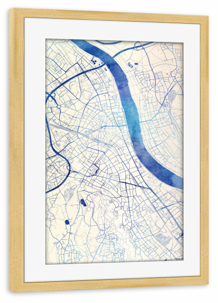 Poster mit Rahmen kiefer "Bonn Deutschland Blue Infusion Map I" artboxONE - Städte,Reise,Kartografie - Städte,Stadtkarte,Wasserfarbe,Rosequartz