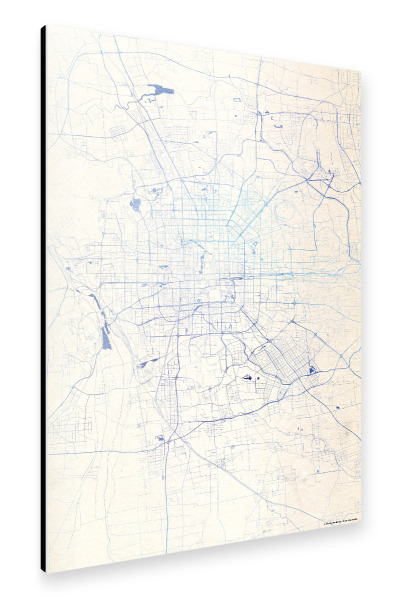 Alu-Dibond "Peking China Blue Infusion Map I" 30x20 cm artboxONE
