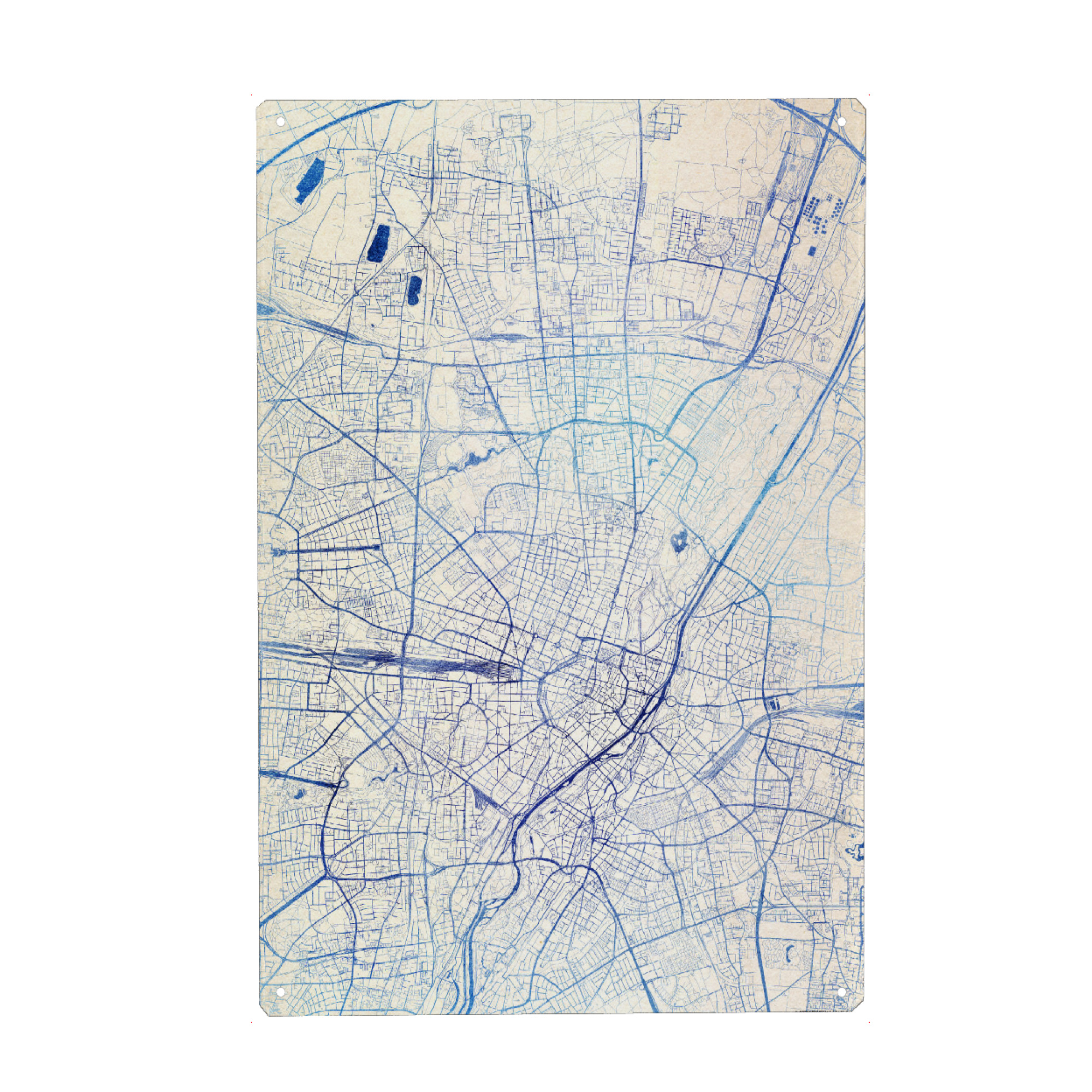 Metall Poster "München Deutschland Blue Infusion Map II" artboxONE - Städte,Reise,Kartografie - Städte,Stadtkarte,Wasserfarbe,Rosequartz