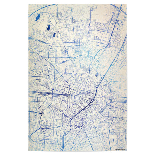 Poster 30x20 cm "München Deutschland Blue Infusion Map II" artboxONE - Städte,Reise,Kartografie - Städte,Stadtkarte,Wasserfarbe,Rosequartz