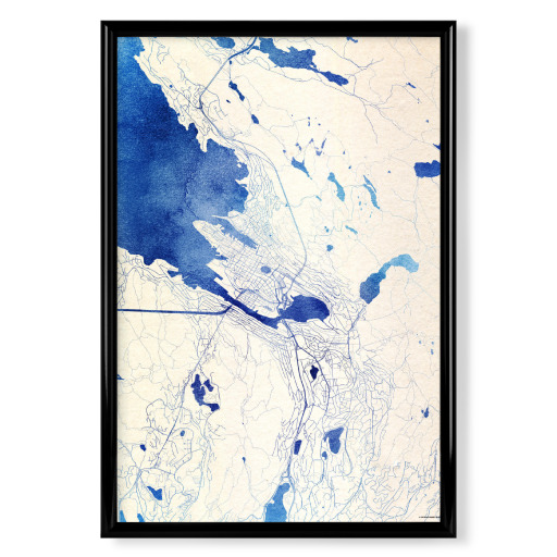 Bergen Norwegen Blue Infusion Map I
