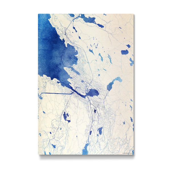 Galerie-Print "Bergen Norwegen Blue Infusion Map I" 30x20 cm artboxONE