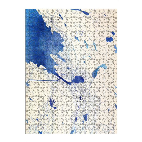 artboxONE Puzzle "Bergen Norwegen Blue Infusion Map I" artboxONE - Städte,Reise,Kartografie - Städte,Stadtkarte,Wasserfarbe,Rosequartz