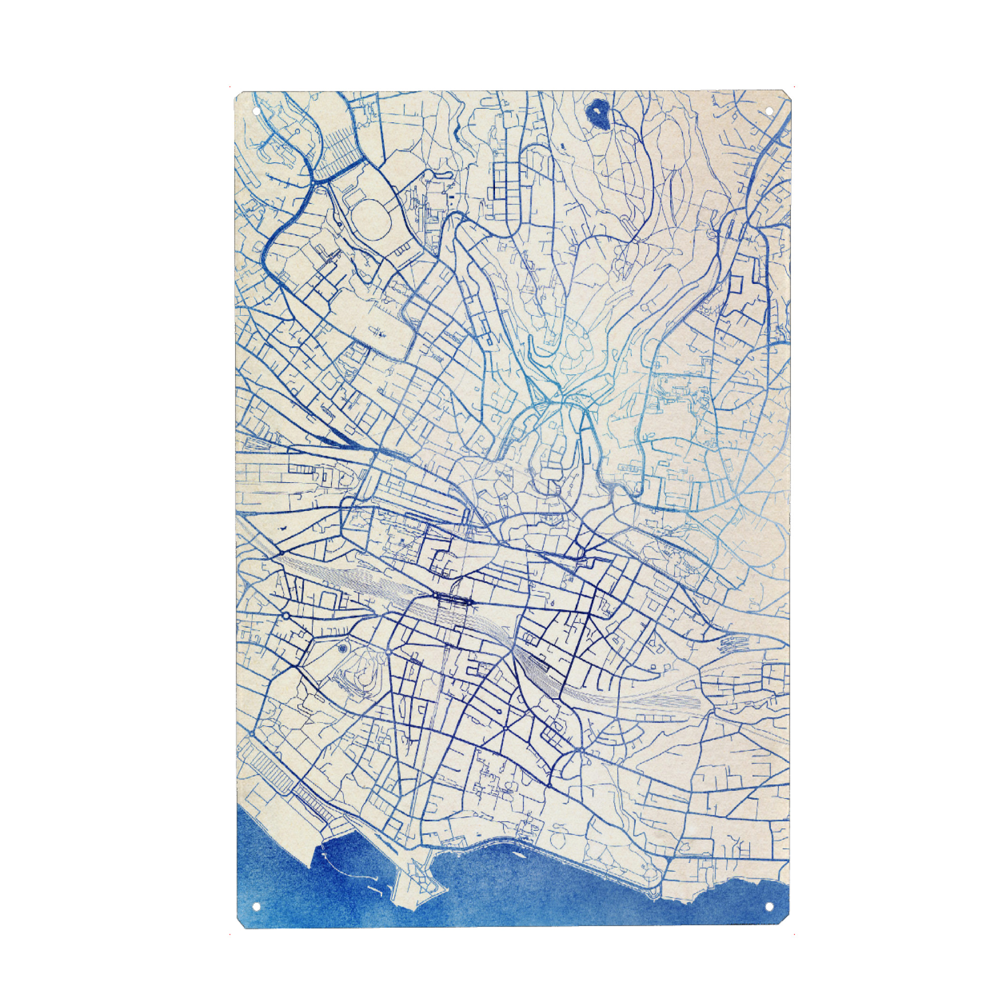 Holzbild "Lausanne Schweiz Blue Infusion Map I" artboxONE - Städte,Reise,Kartografie - Städte,Stadtkarte,Wasserfarbe,Rosequartz