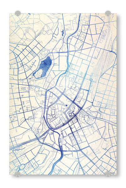 Acrylglasbild "Chemnitz Deutschland Blue Infusion Map II" artboxONE - Städte,Reise,Kartografie - Städte,Stadtkarte,Wasserfarbe,Rosequartz