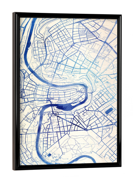 Poster mit schwarzem Rahmen "Bern Schweiz Blue Infusion Map I" artboxONE - Städte,Reise,Kartografie - Städte,Stadtkarte,Wasserfarbe,Rosequartz