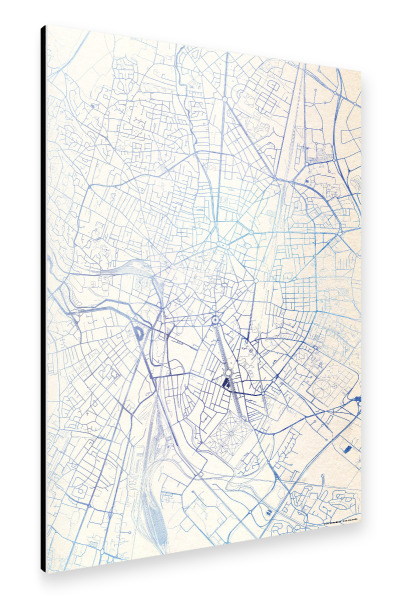 Alu-Dibond "Dijon Frankreich Blue Infusion Map II" 30x20 cm artboxONE