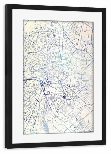 Poster mit Rahmen schwarz "Dijon Frankreich Blue Infusion Map II" artboxONE - Städte,Reise,Kartografie - Städte,Stadtkarte,Wasserfarbe,Rosequartz