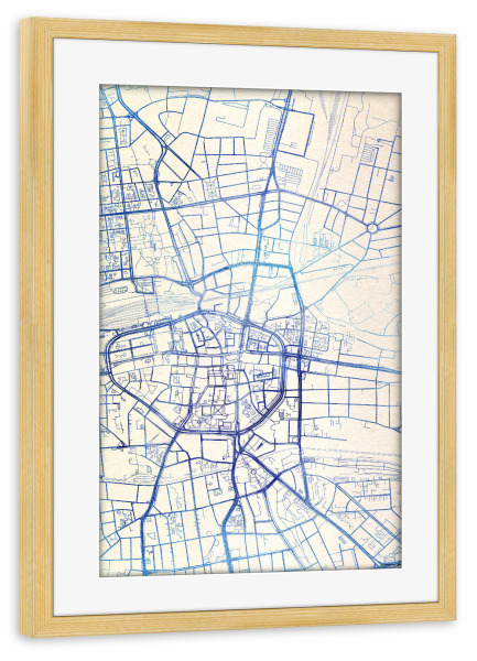 Poster mit Rahmen kiefer "Dortmund Deutschland Blue Infusion Map I" artboxONE - Städte,Reise,Kartografie - Städte,Stadtkarte,Wasserfarbe,Rosequartz