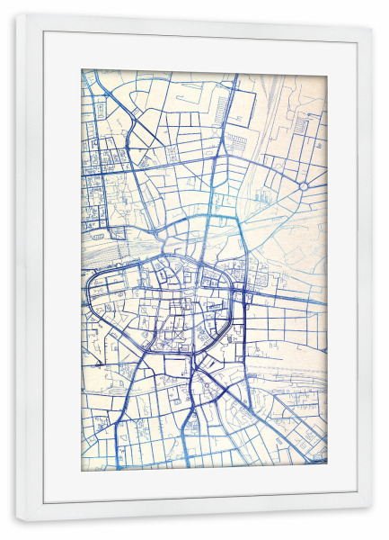 Poster mit Rahmen weiß "Dortmund Deutschland Blue Infusion Map I" artboxONE - Städte,Reise,Kartografie - Städte,Stadtkarte,Wasserfarbe,Rosequartz