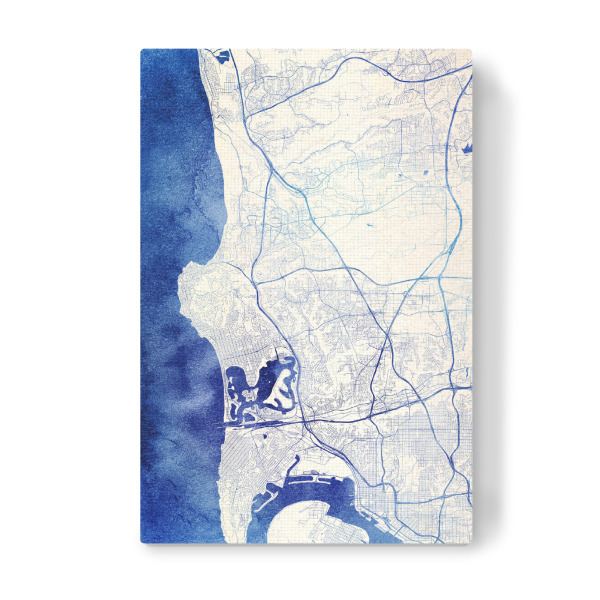 Leinwandbild "San-Diego USA Blue Infusion Map I" artboxONE - Städte,Reise,Kartografie - Städte,Stadtkarte,Wasserfarbe,Rosequartz