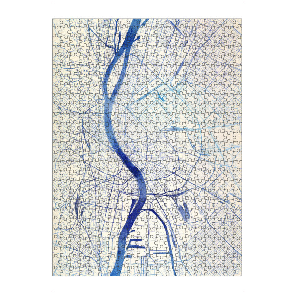 artboxONE Puzzle "Budapest Ungarn Blue Infusion Map II" artboxONE - Städte,Reise,Kartografie - Städte,Stadtkarte,Wasserfarbe,Rosequartz