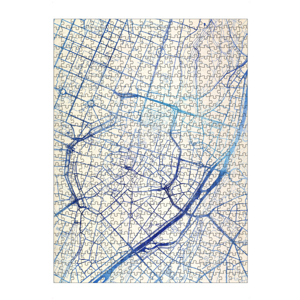 Puzzle Ravensburger "München Deutschland Blue Infusion Map III" artboxONE - Städte,Reise,Kartografie - Städte,Stadtkarte,Wasserfarbe,Rosequartz