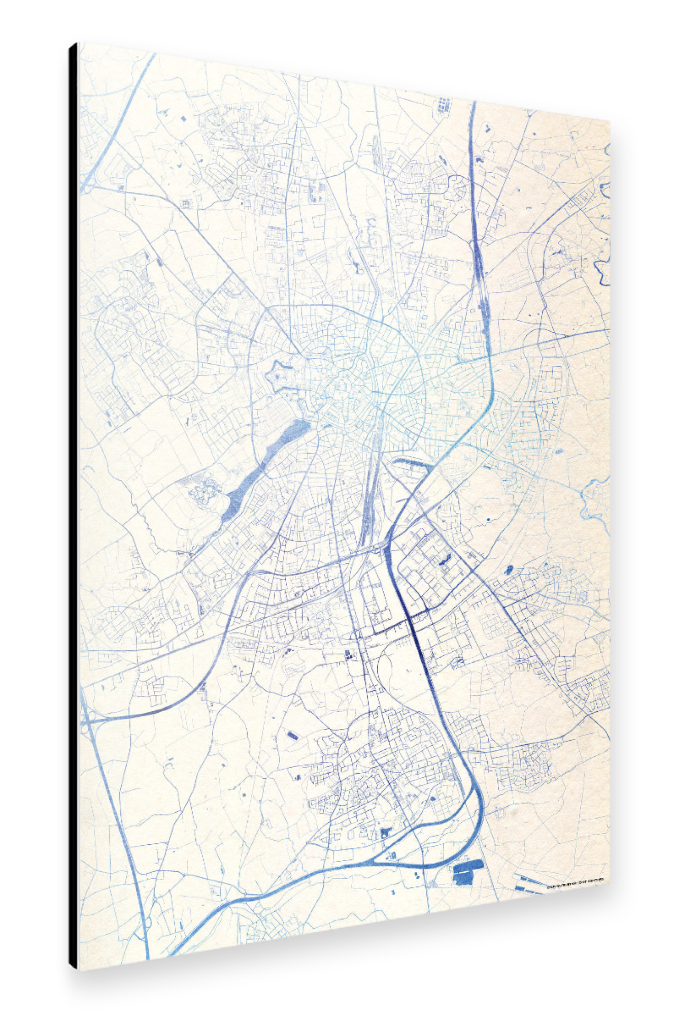 Alu-Dibond "Münster Deutschland Blue Infusion Map I" 75x50 cm artboxONE