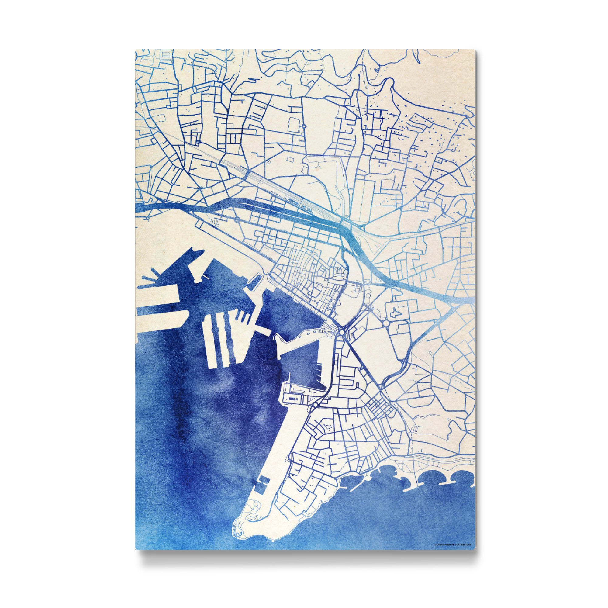Galerie-Print "Toulon Frankreich Blue Infusion Map II" 30x20 cm artboxONE
