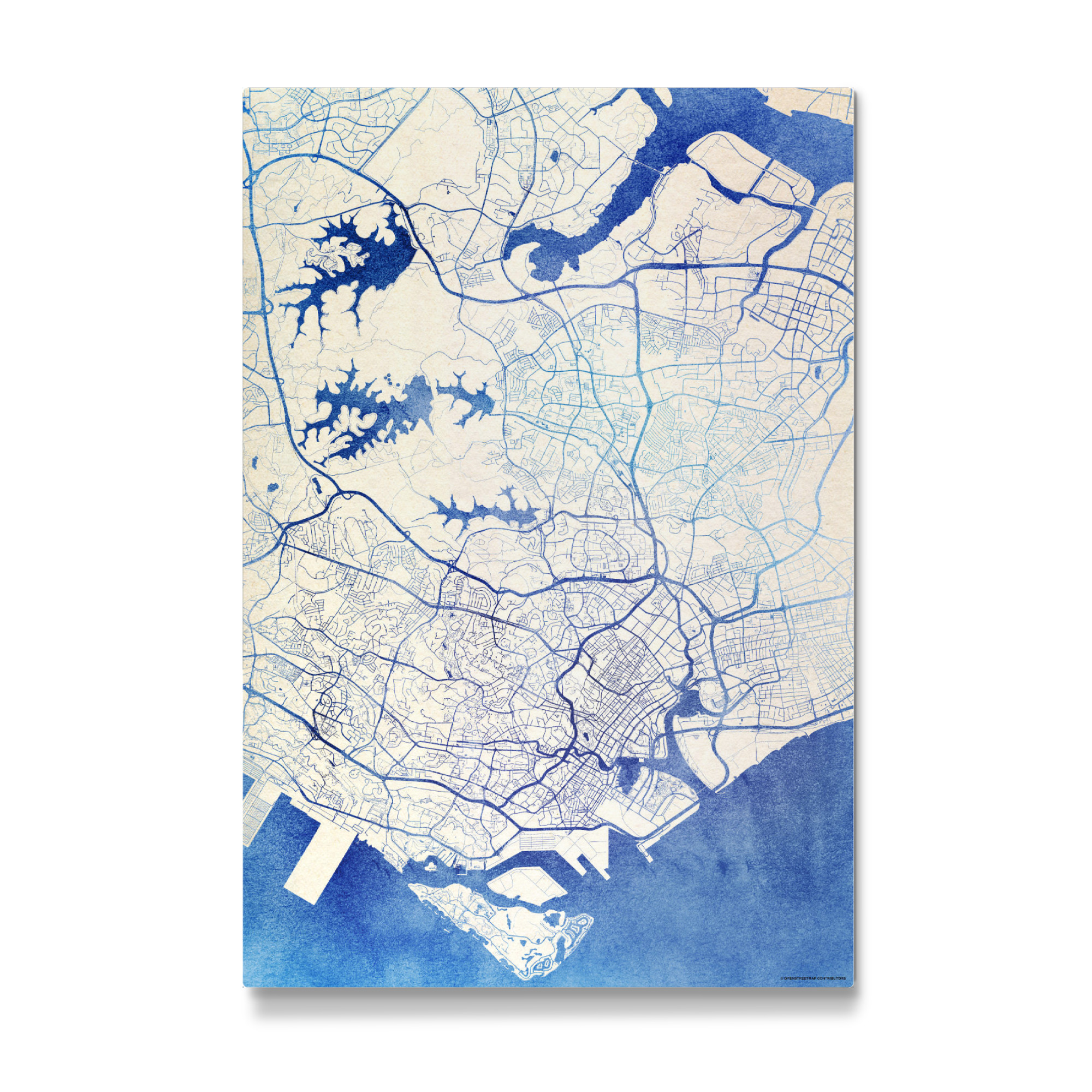 Galerie-Print "Singapur Blue Infusion Map II" 75x50 cm artboxONE