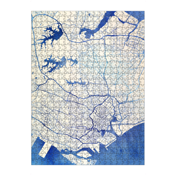 artboxONE Puzzle "Singapur Blue Infusion Map II" artboxONE - Städte,Reise,Kartografie - Städte,Stadtkarte,Wasserfarbe,Rosequartz - Bild städte