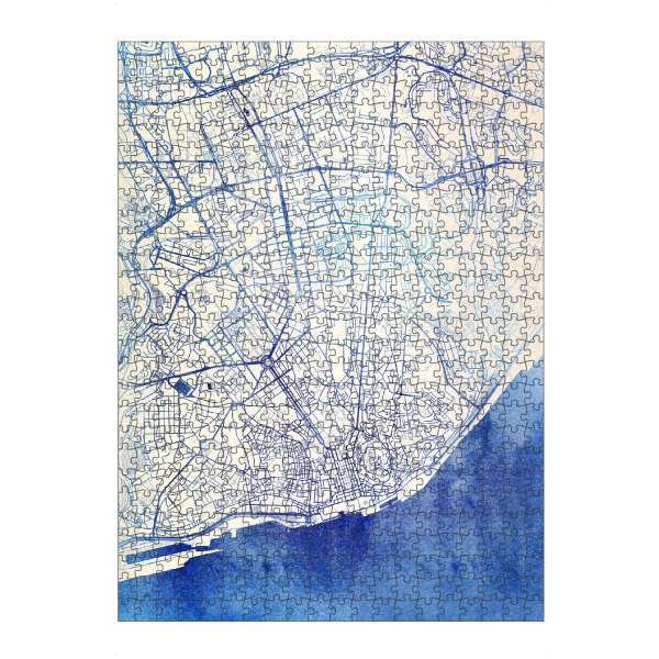 artboxONE Puzzle "Lissabon Portugal Blue Infusion Map II" artboxONE - Städte,Reise,Kartografie - Städte,Stadtkarte,Wasserfarbe,Rosequartz
