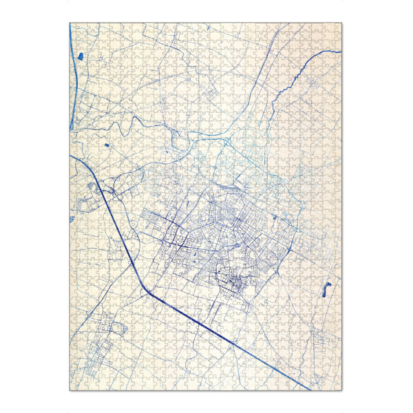 Puzzle Ravensburger "Modena Italien Blue Infusion Map III" artboxONE - Städte,Reise,Kartografie - Städte,Stadtkarte,Wasserfarbe,Rosequartz