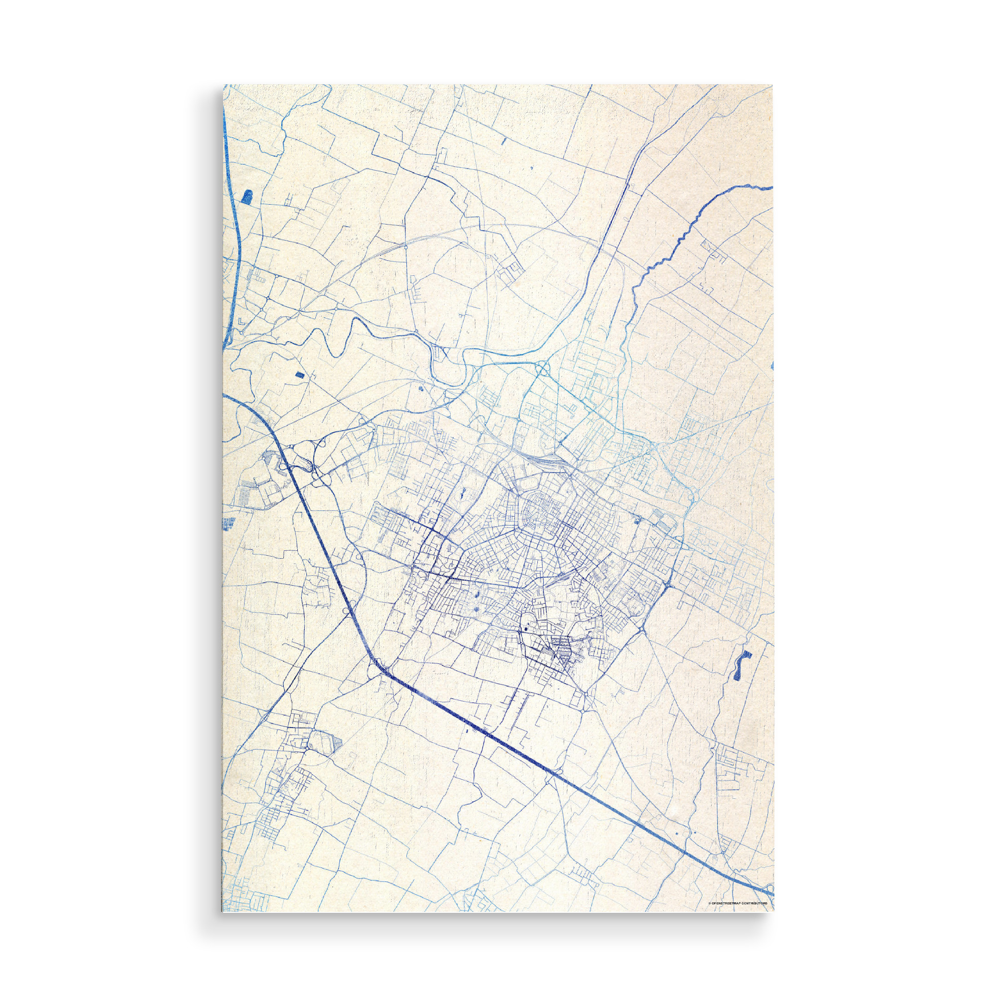 Holzbild "Modena Italien Blue Infusion Map III" artboxONE - Städte,Reise,Kartografie - Städte,Stadtkarte,Wasserfarbe,Rosequartz