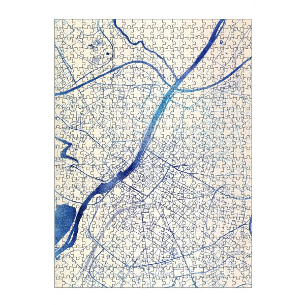 Puzzle Ravensburger "Angers Frankreich Blue Infusion Map I" artboxONE - Städte,Reise,Kartografie - Städte,Stadtkarte,Wasserfarbe,Rosequartz