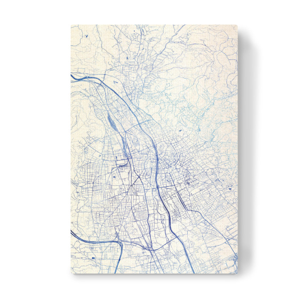Leinwandbild "Graz Österreich Blue Infusion Map I" artboxONE - Städte,Reise,Kartografie - Städte,Stadtkarte,Wasserfarbe,Rosequartz