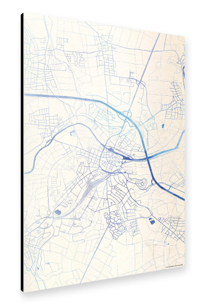 Alu-Dibond "Limburg-an-der-Lahn Deutschland Blue Infusion Map II" 30x20 cm artboxONE