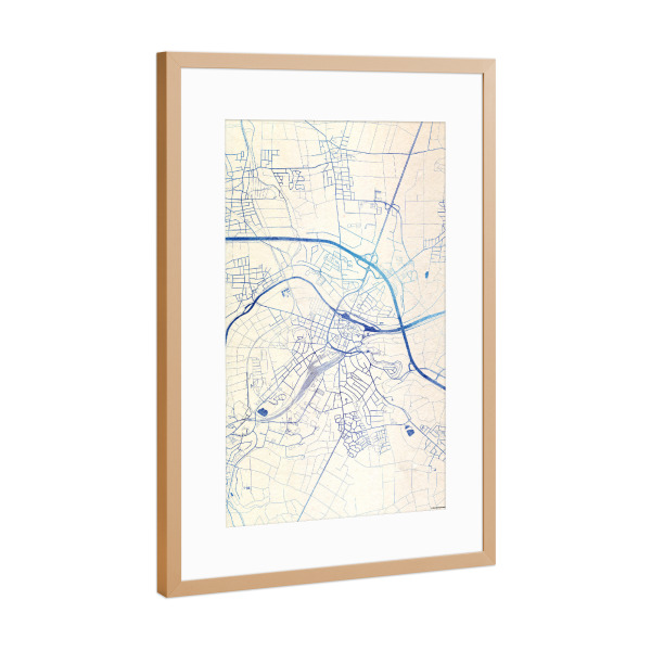 Poster mit Rahmen Kupfer "Limburg-an-der-Lahn Deutschland Blue Infusion Map II" artboxONE - Städte,Reise,Kartografie