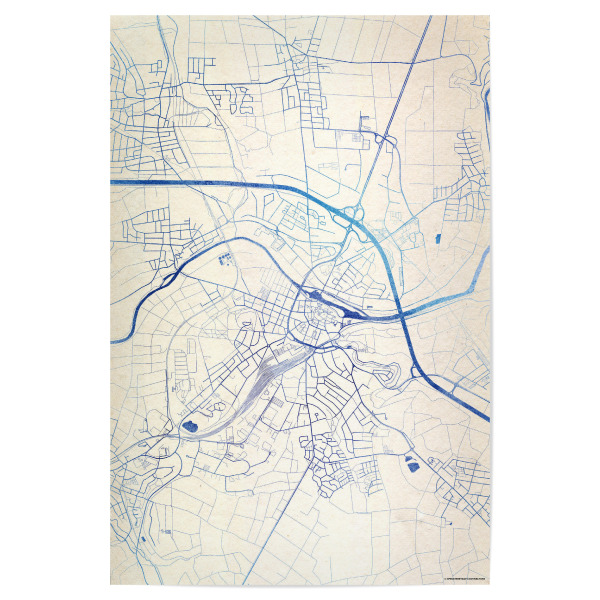 Poster 30x20 cm "Limburg-an-der-Lahn Deutschland Blue Infusion Map II" artboxONE - Städte,Reise,Kartografie - Städte,Stadtkarte,Wasserfarbe,Rosequartz