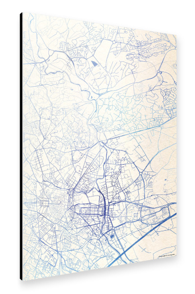 Alu-Dibond "Montpellier Frankreich Blue Infusion Map I" 30x20 cm artboxONE