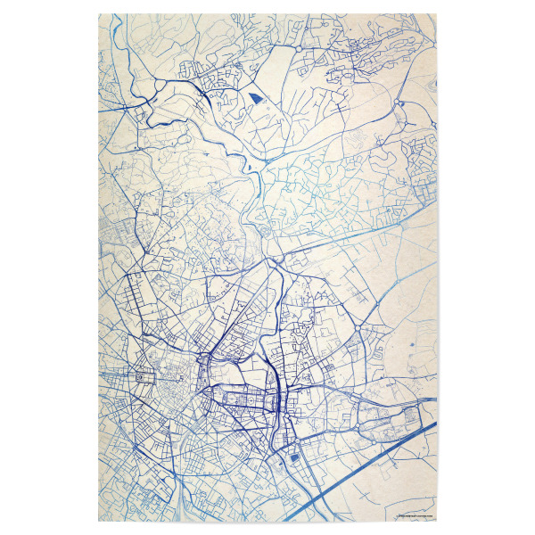 Poster "Montpellier Frankreich Blue Infusion Map I" artboxONE - Städte,Reise,Kartografie - Städte,Stadtkarte,Wasserfarbe,Rosequartz