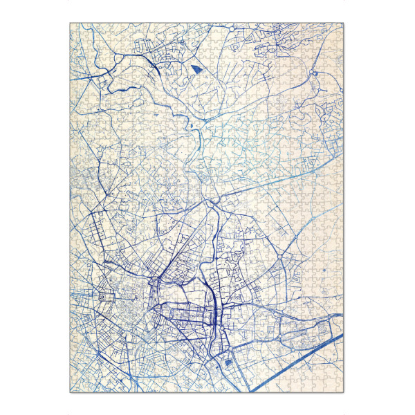 Puzzle Ravensburger "Montpellier Frankreich Blue Infusion Map I" artboxONE - Städte,Reise,Kartografie - Städte,Stadtkarte,Wasserfarbe,Rosequartz
