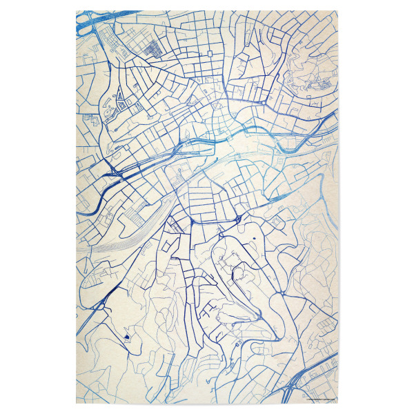 Poster 30x20 cm "Wuppertal Deutschland Blue Infusion Map I" artboxONE - Städte,Reise,Kartografie - Städte,Stadtkarte,Wasserfarbe,Rosequartz