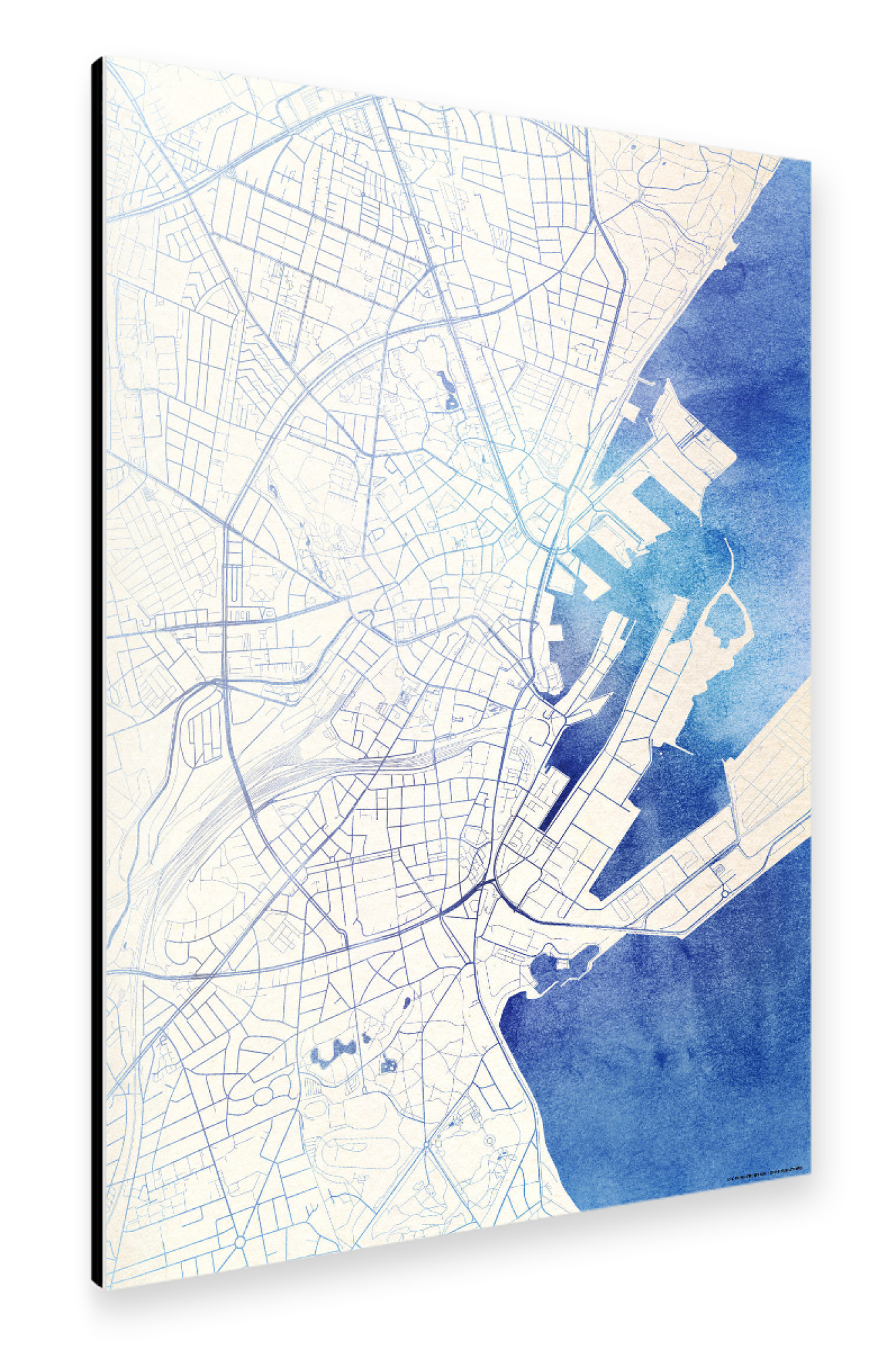 Alu-Dibond "Aarhus Dänemark Blue Infusion Map II" 30x20 cm artboxONE