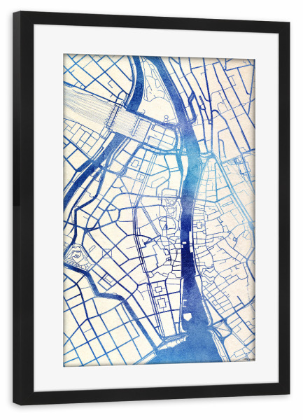 Poster mit Rahmen schwarz "Zürich Schweiz Blue Infusion Map I" artboxONE - Städte,Reise,Kartografie - Städte,Stadtkarte,Wasserfarbe,Rosequartz