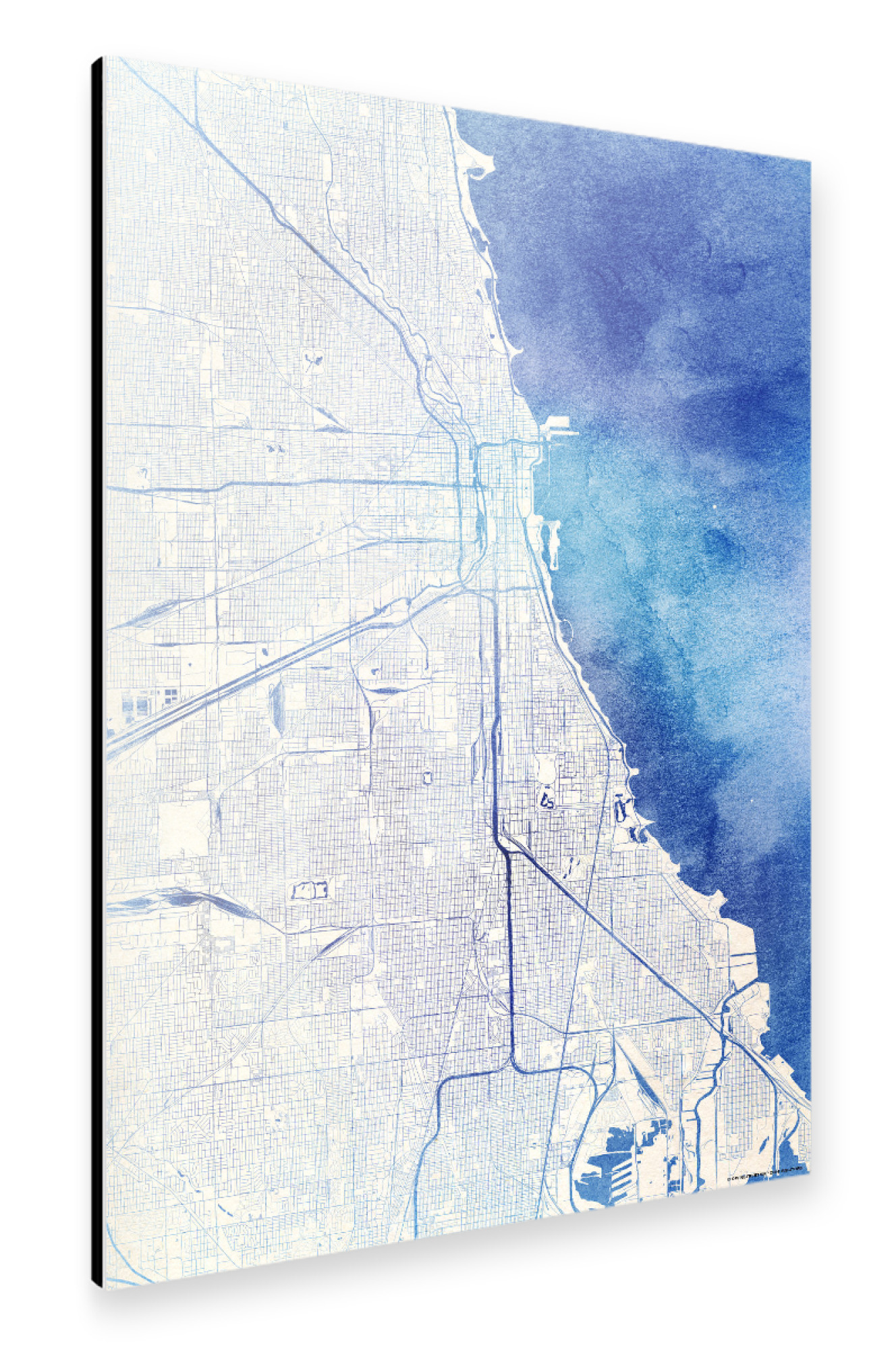 Alu-Dibond "Chicago USA Blue Infusion Map I" 30x20 cm artboxONE