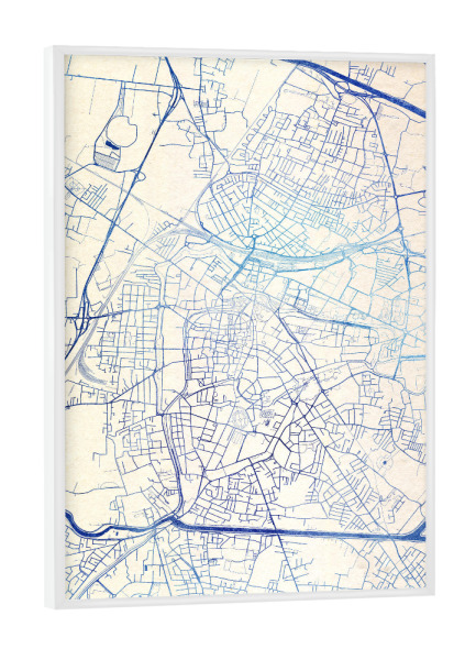 Poster mit weißem Rahmen "Padua Italien Blue Infusion Map I" artboxONE - Städte,Reise,Kartografie - Städte,Stadtkarte,Wasserfarbe,Rosequartz